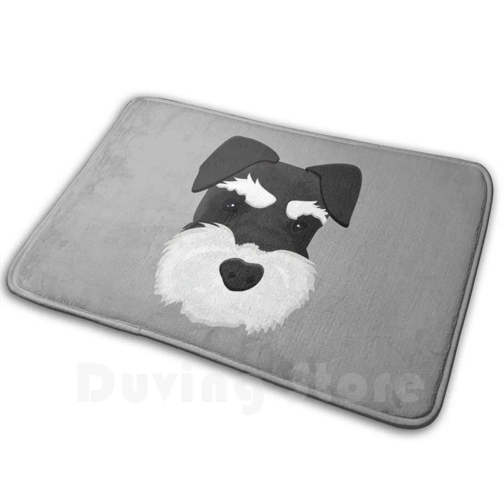 Schnauzer-Black And Silver Carpet Mat Rug Cushion Soft Non-Slip Down Ear Schnauzer Nature Ear Schnauzer Standard