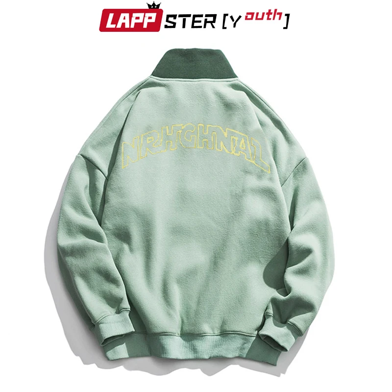 LAPPSTER-Youth Harajuku Patchwork Turtleneck Hoodies 2024 Pullover Mens Color Block Korean Fleece Sweatshirts Streetwear Clothes