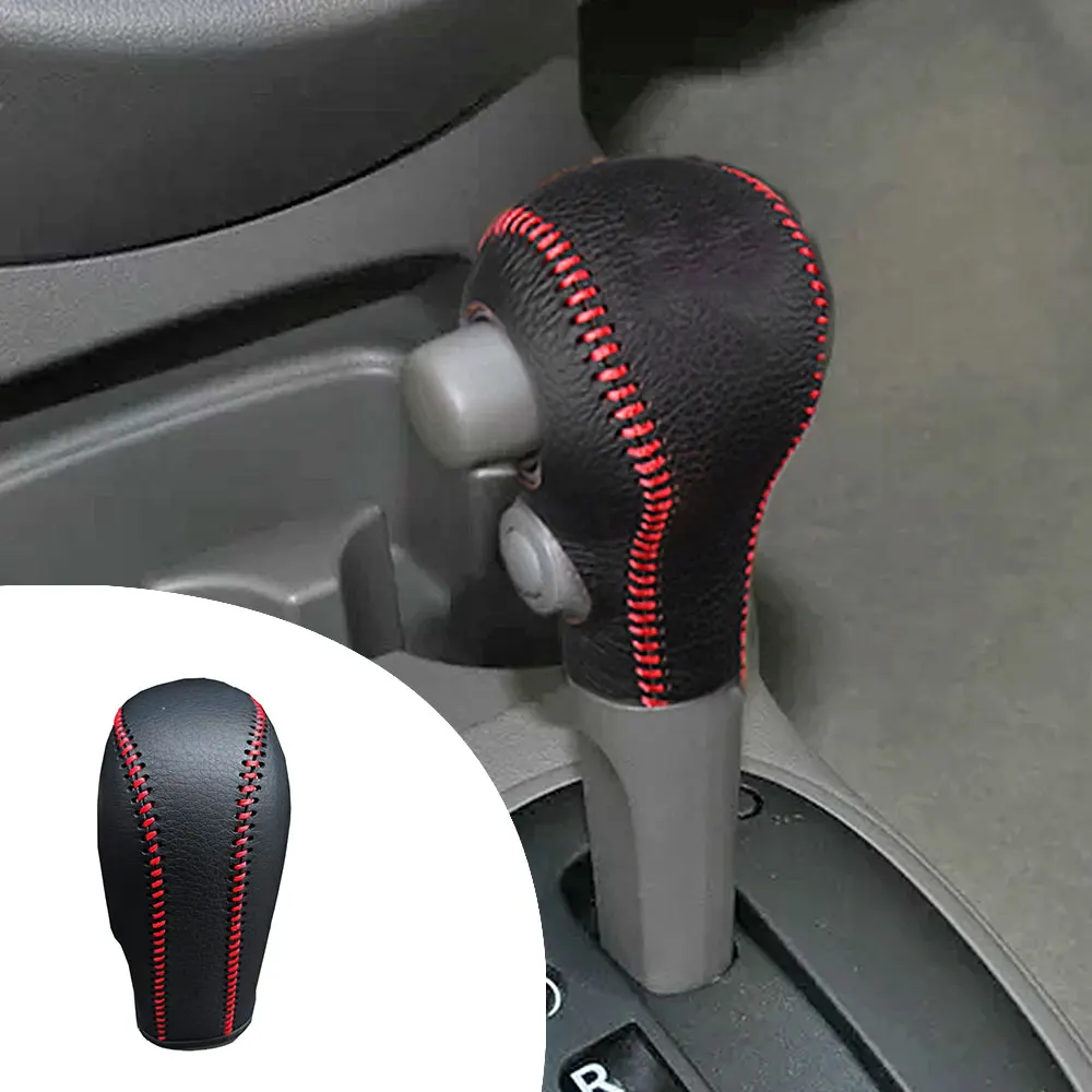 For Nissan Sunny 11-18 MARCH 10-15 AT Non-slip Leather Hand Brake Shift Knob Cover Gear Case Car Decor Shift Knob Shell