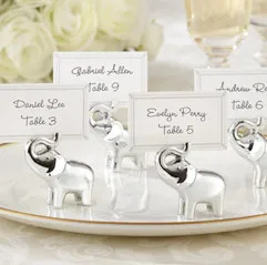 

Free Shipping 20pcs/lot "Lucky in Love" Silver-Finish Lucky Elephant Place Card/Photo Holder