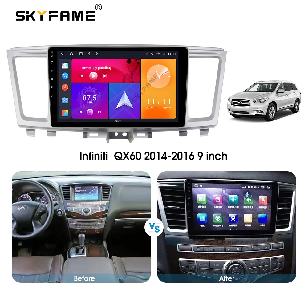 SKYFAME-Carro Canbus Box Cablagem Adaptador, Decodificador, Rádio Android, Cabo de alimentação, Infiniti QX60, Q70, Q70L, 16Pin