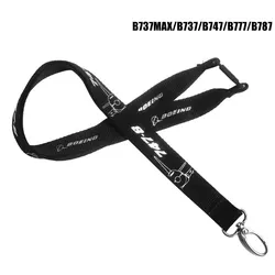 BOEING 787 737 747 777 Lanyard for Pilot License ID Holder, Wide black with Metal Buckle for Flight Crew Airman Unique Gift