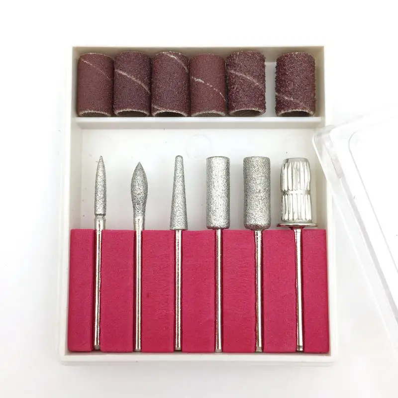 6PCS Nail Art Drill Bits and Sanding Bands for Nail Drill Replacement Set Nail Electric File Metal Bit