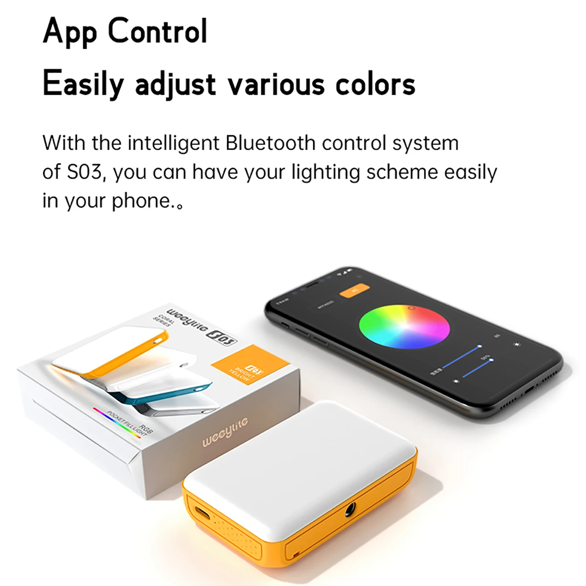 Weeylite S03 المحمولة RGB الملونة LED الفيديو الضوئي كامل اللون عكس الضوء 2500K-8500K جيب APP التحكم ملء الإضاءة مصباح صغير