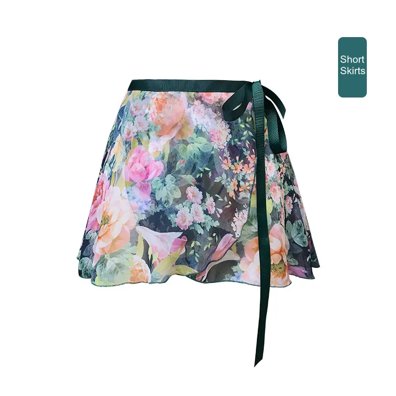 Vrouwen Chiffon Bloem Praktijk Turnpakje Dansen Slijtage Meisjes Bloemenprint Ballet Tutu Goedkope Dansen Meisjes Tutu Rok Prinses Rokken