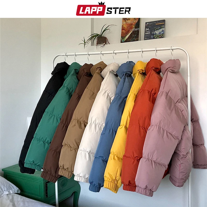 LAPPSTER-Casaco Bubble Colorido Harajuku para Homens, Jaqueta de Inverno, Streetwear, Parka Hip Hop, Roupas Pretas Coreanas, Casacos Puffer, 2023