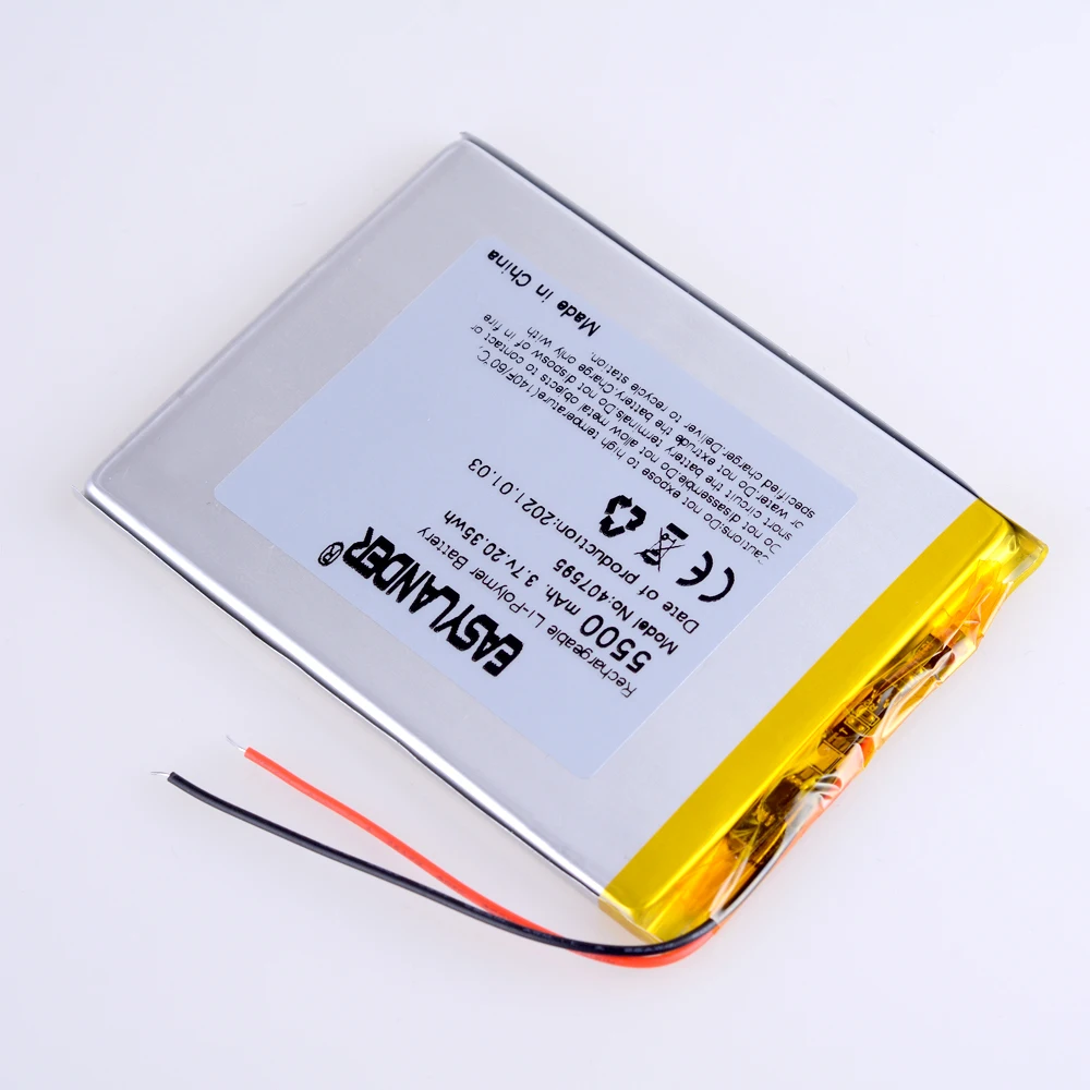 407595 3.7v 5500mah Rechargeable Lithium Li-ion Polymer Battery for android Tablet PC E-Book