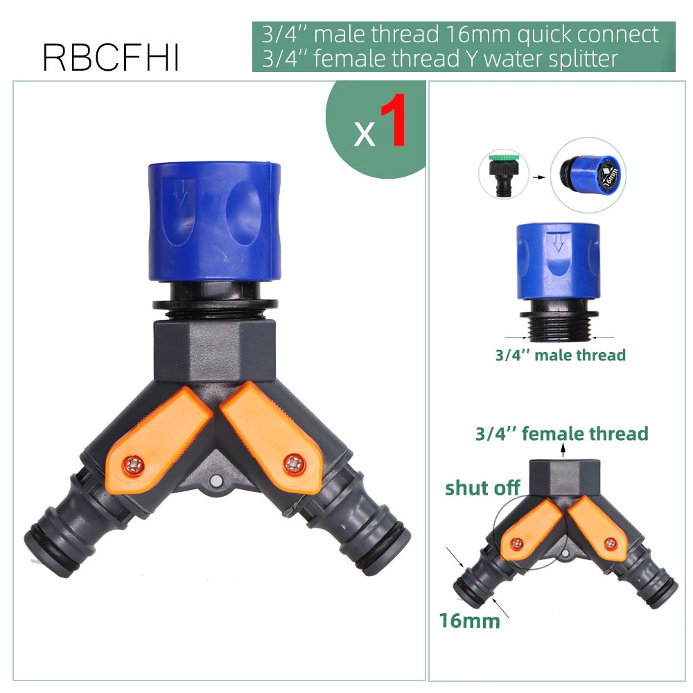 Garden Sprinkler Connector Y Tap Splitter 2-Way Valve Adapter 1/2