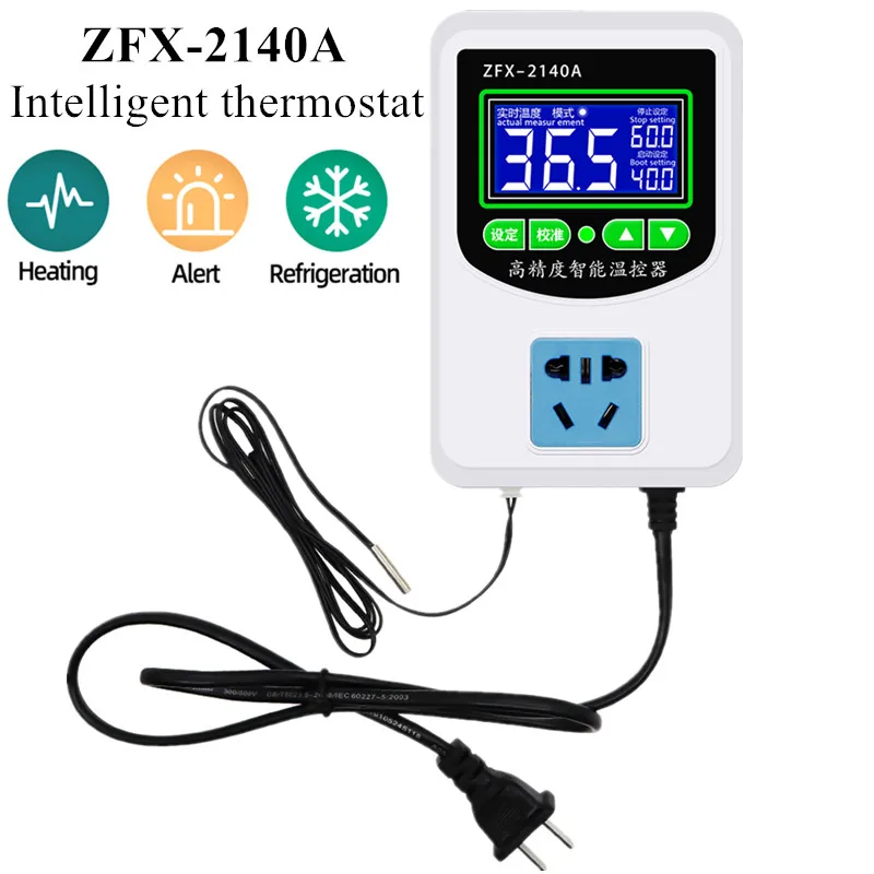 ZFX-2140A High Precision Intelligent Thermostat Microcomputer Thermostat Temperature Controller Switch(US Plug) 2200W-3500W