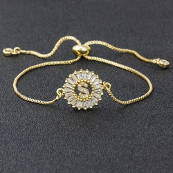 Nidin-pulsera de cadena con inicial de A-Z para hombre y mujer, brazalete ajustable con Micro pavé de circonita cúbica, regalo de joyería para amantes