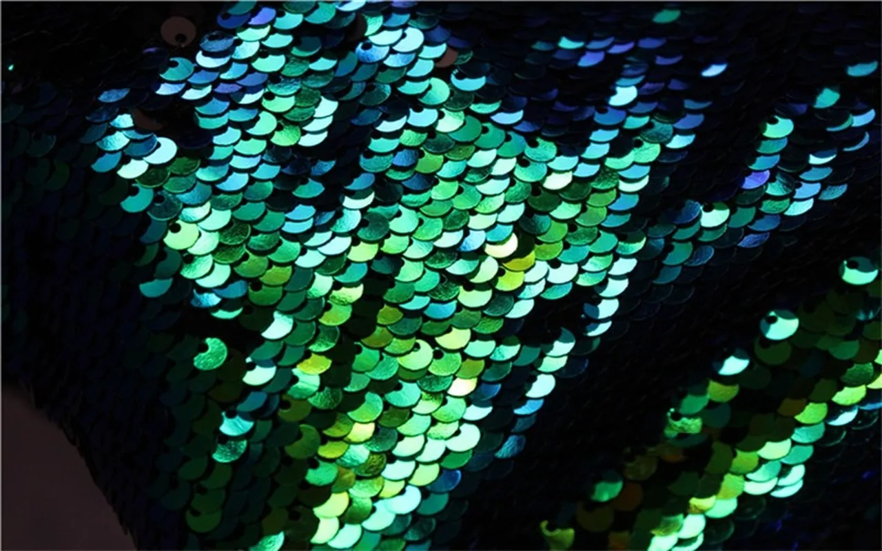 Embroidered Sequin Fabric Blue Green Fish Scale DIY Props Decor Mermaid Skirts Dress Stage Clothes Designer Fabric