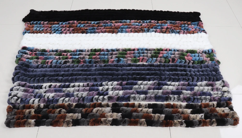 Neue Marke Gestrickter Modischer Damen Echt Rex Kaninchenfell Schal Frauen Winter Warmer Natürlicher Pelzschal Langer Stil Echter Pelz Halswärmer – Detail 2