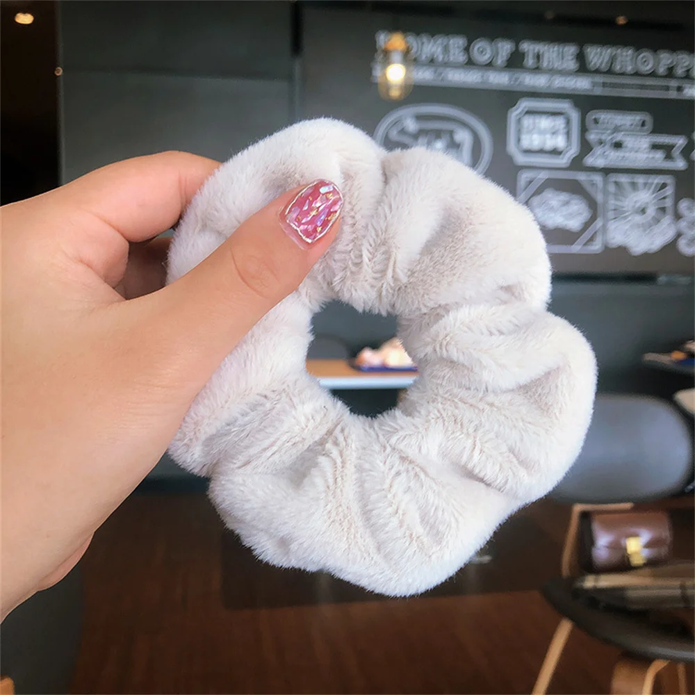 Quente macio cabelo scrunchies peludo elástico faixa de cabelo feminino meninas rabo de cavalo titular borracha de cabelo laços de cabelo acessórios