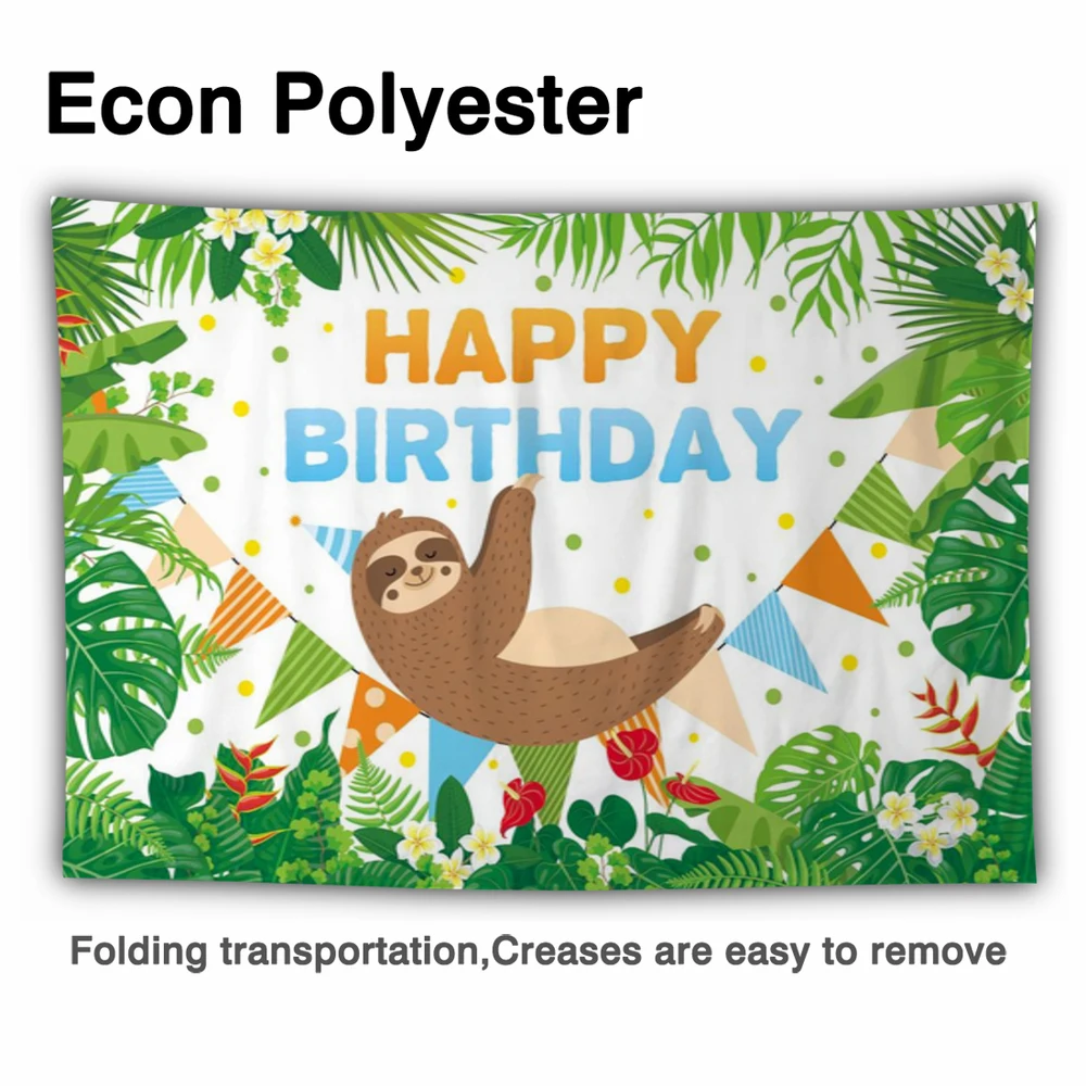 Фон Funnytree для тематической вечеринки с надписью Ленивец На День Рождения, флажки, цветы, листья, Новорожденный ребенок, плакат на заказ, деко...