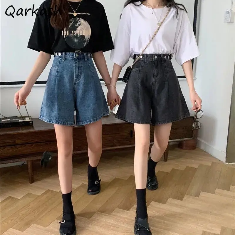 

Shorts Women Feminino Harajuku Leisure Preppy BF Style Streetwear Summer Baggy Wide Leg Chic Denim Retro Vintage Bottom Friends