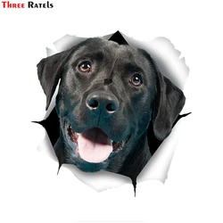 Three Ratels 1069 3D Cute Black Labrador Wall Stickers Window Room Decorations Bathroom Toilet Seat Decor Kitchen Accessories