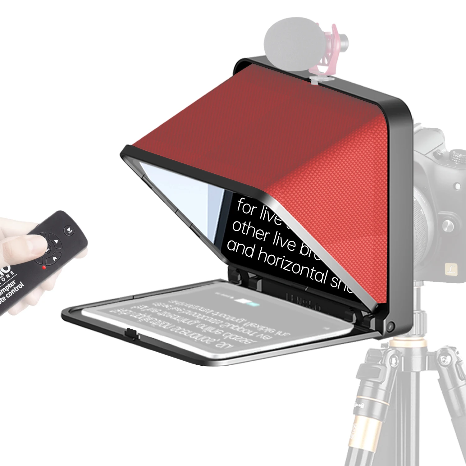 LENSGO Teleprompter lipat portabel, untuk ponsel DSLR kamera Video Tablet 7.9 inci
