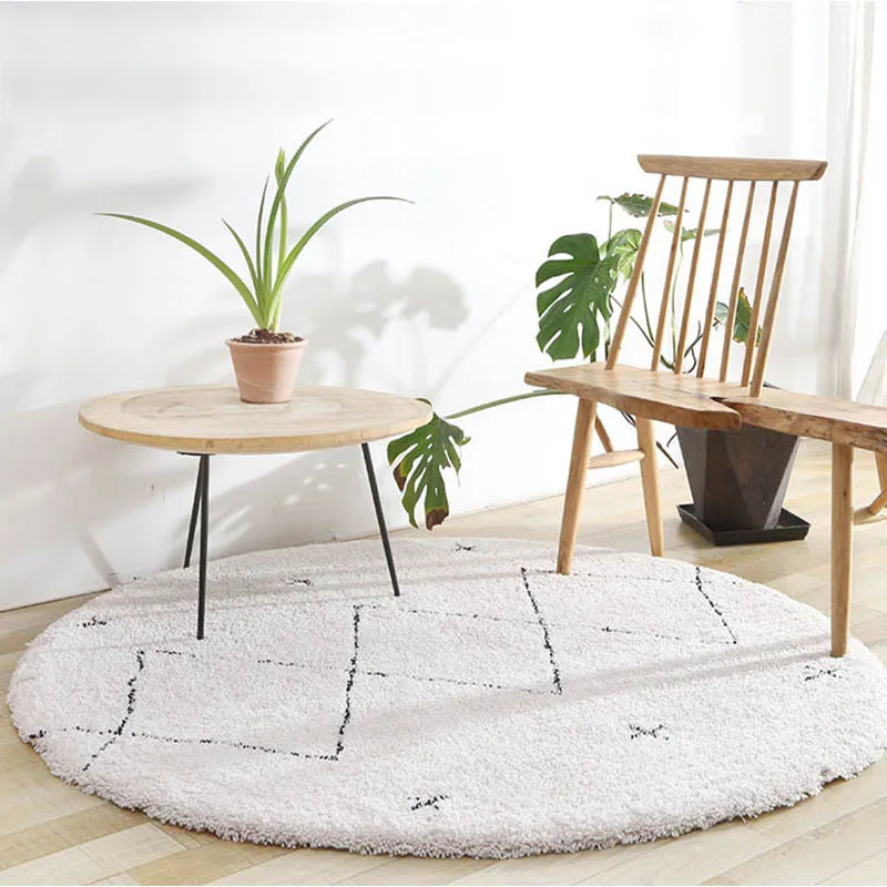 

Morocco Style Geometric Kilim Round Carpet For Living Room Anti-Slip Soft Plush Nordic Bedroom Rug Plaid Home Round Rugs