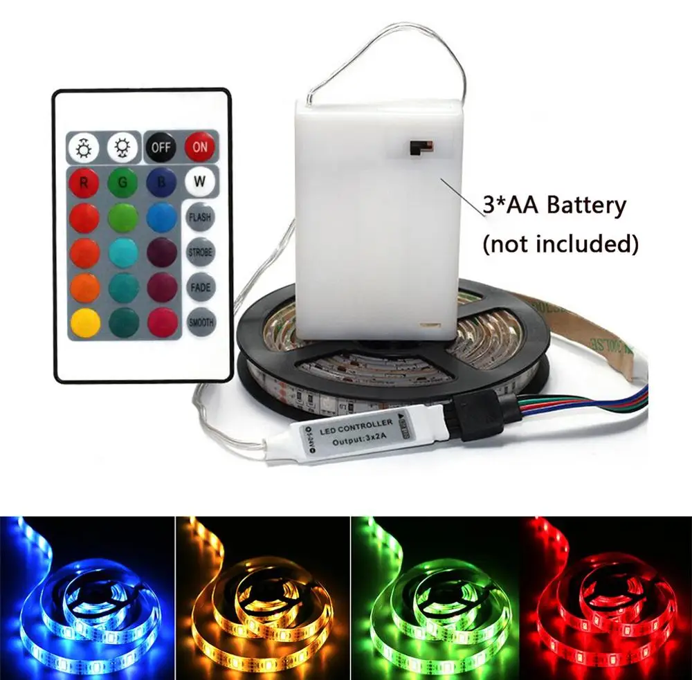 

Waterproof Battery Powered LED Strip Lights 5050 RGB 1M 2M 3M 4M 5V 6V LED Tape Ribbon Lights TV Backlight Background Lighting