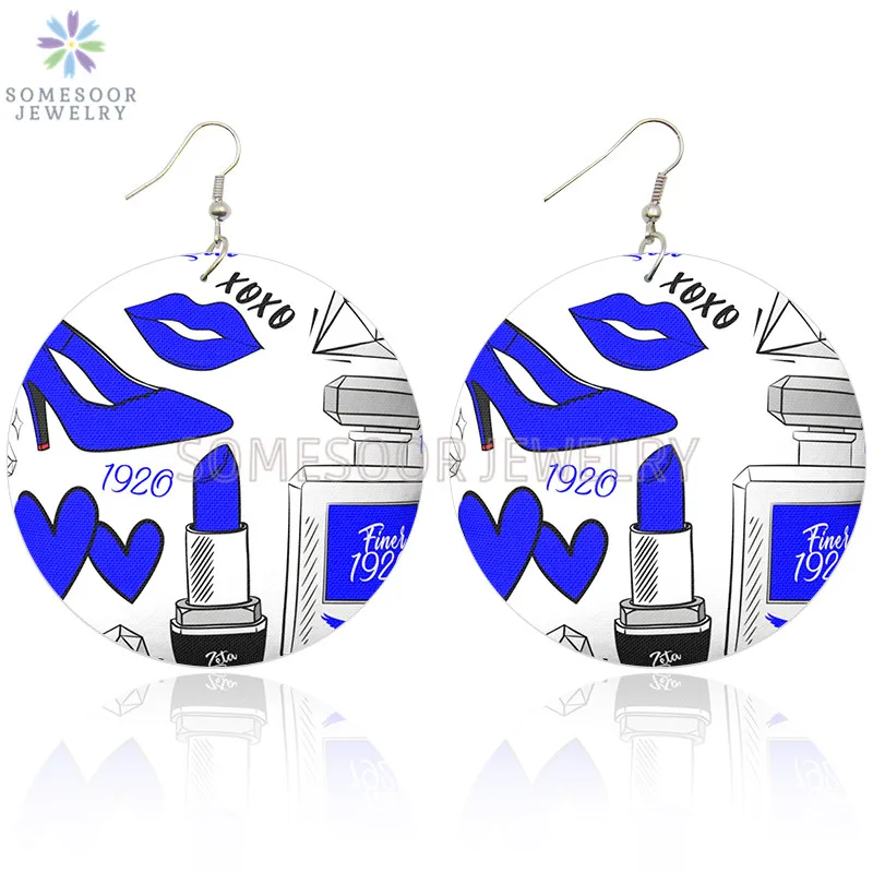 SOMESOOR Zeta Phi Beta 1920 Sweet African Wooden Drop Earrings Lady Heels Lipstick POP Art Printed Loops Dangle For Women Gifts