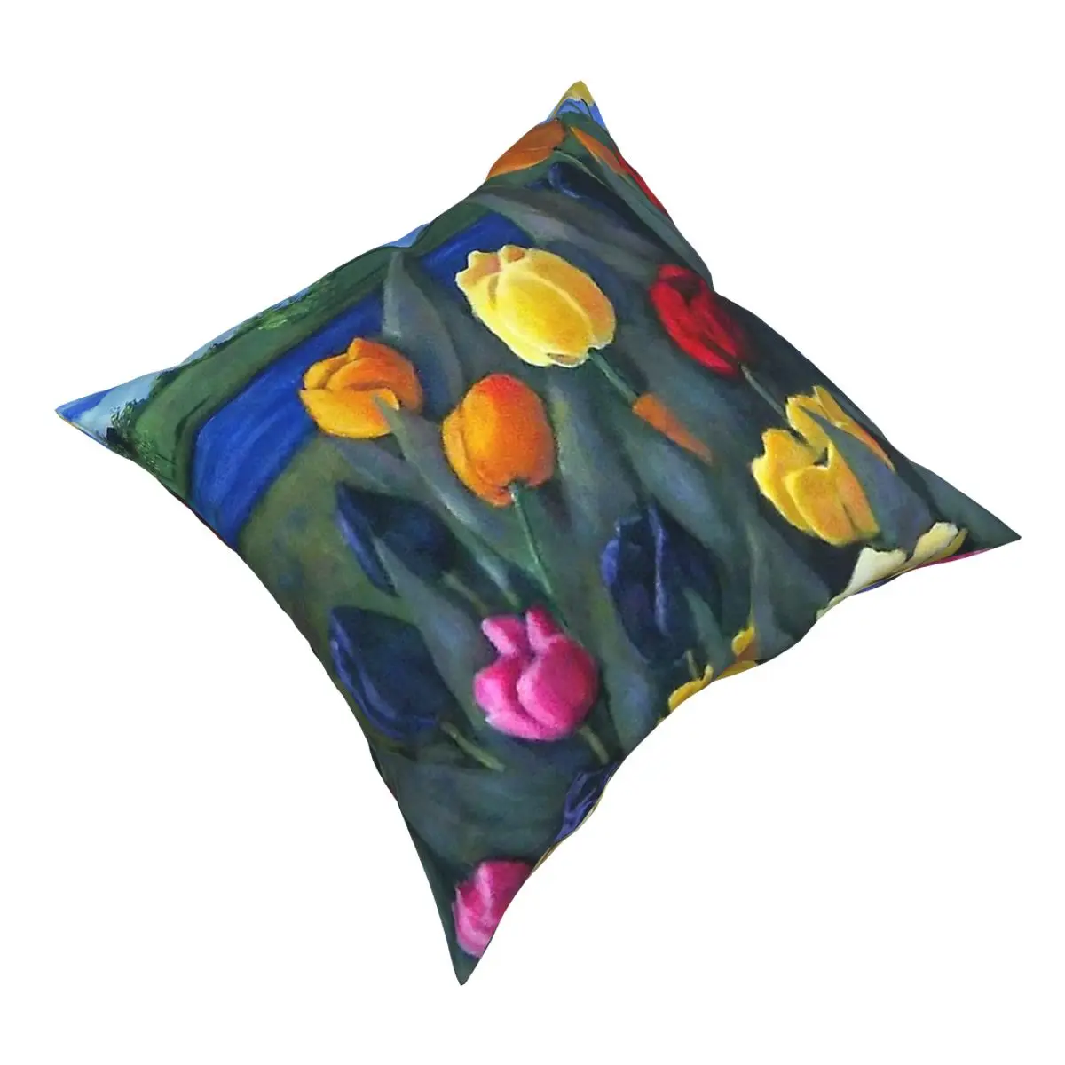 Tulips Hand Painted Flower Pillowcase Decoration Tulip Cushion Cover Throw Pillow for Home Double-sided Printing Novelty