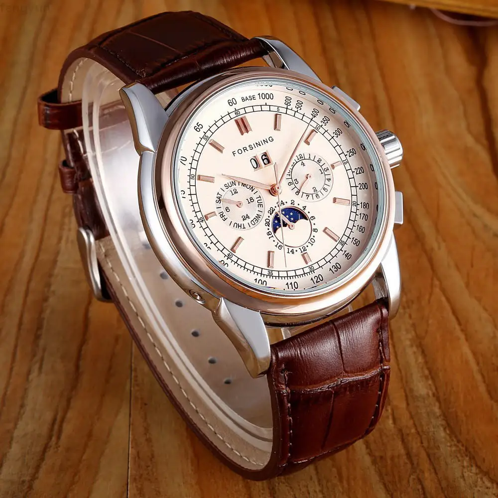 Fashion Trend, Sun and Moon, Roman Numerals, Automatic Mechanical Watch, Male Watch