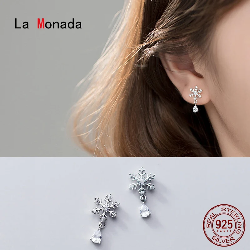 La Monada Stud Earrings For Women Silver 925 Snowflake Hanging Fine Women Earrings Jewelry Stud Earrings 925 Silver Beautiful