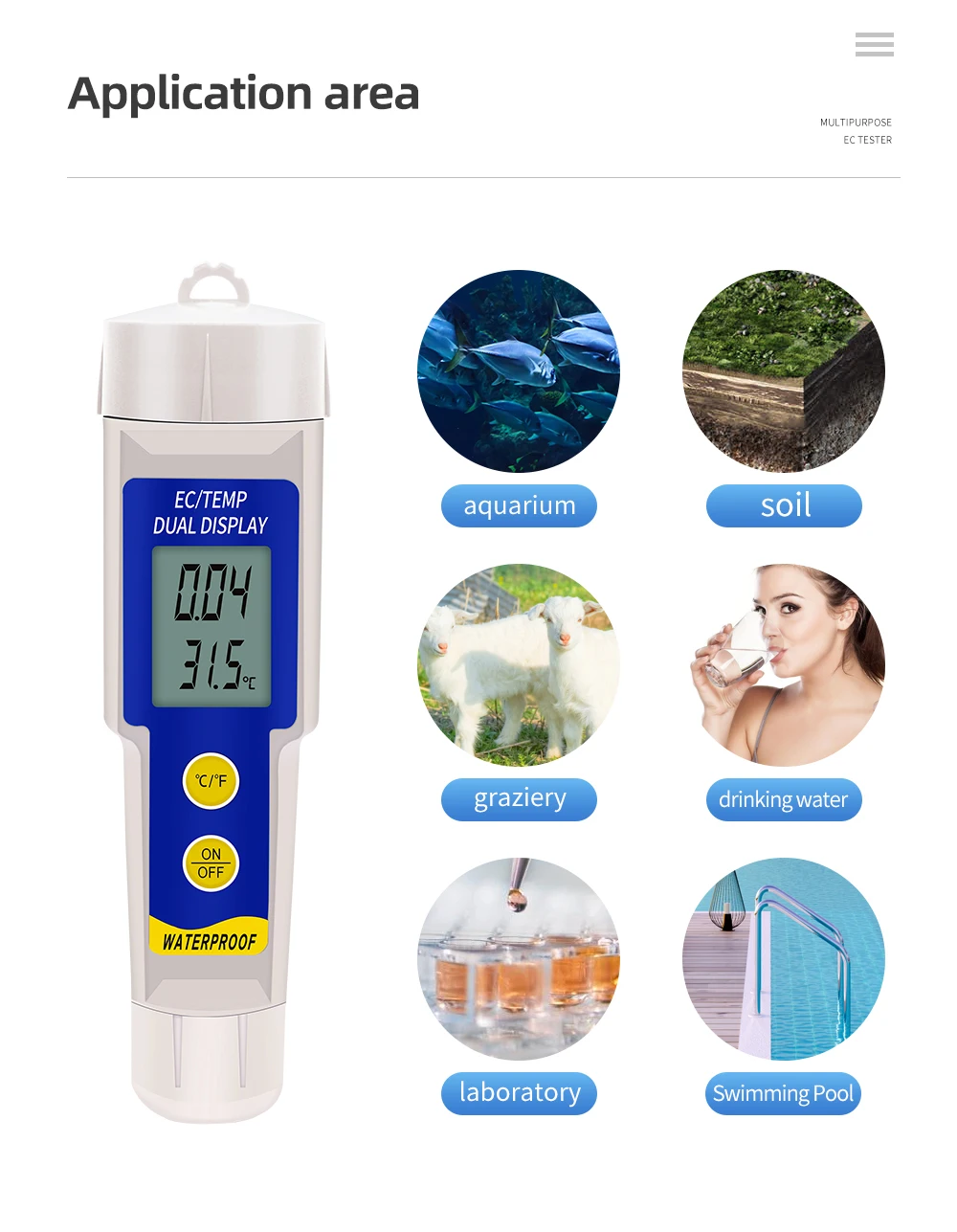 EC-315 2 w 1 Tester EC gleby Wielofunkcyjny wodoodporny miernik gleby roślinnej EC ppm CF Meter Tester przewodności do akwarium laboratoryjnego