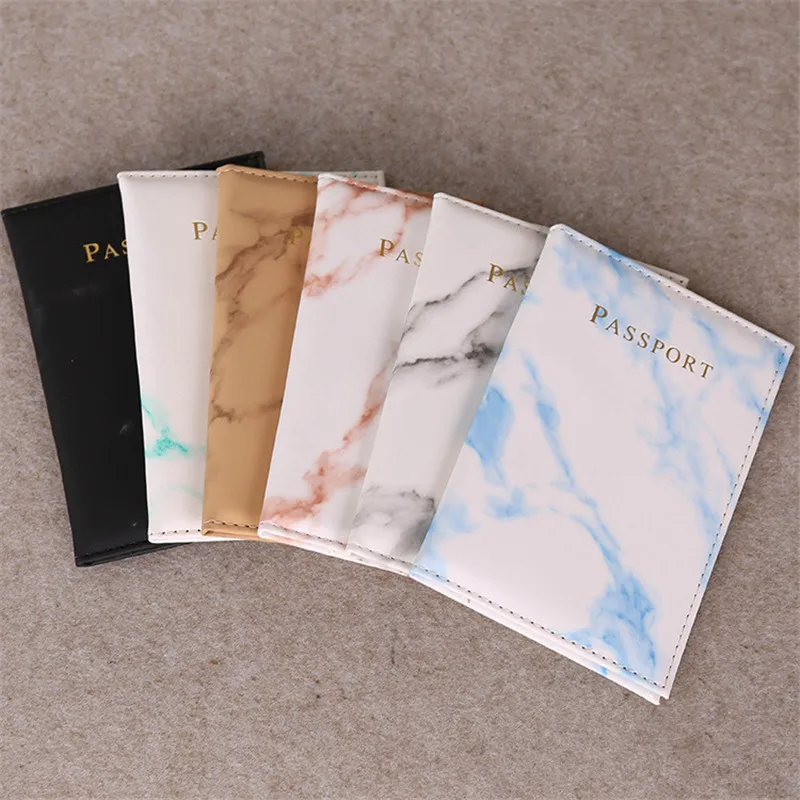 Vintage Marble Passport Holder ID Cover Travel Accessories Portable Bank Card Passport Women Men Business PU Leather Wallet Case