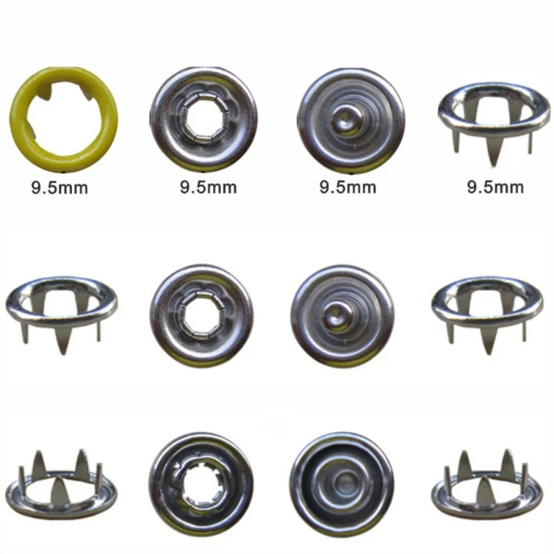 9.5mm 10 Colors Metal Sewing Buttons Prong Ring Press Studs Snap Fasteners  Clip Pliers DIY Clothes Decoration