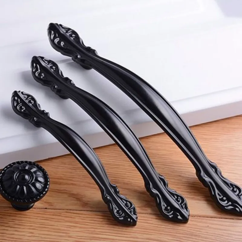 96/128/160/192mm Black Drawer Pulls kitchen cabinet handles Door Knobs and Handles  Drawer Knob Furniture Drawer Knob Metal - AliExpress 13