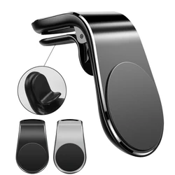 360° Metal Magnet Phone Stand GPS Mount Holder Air Vent Clip For iPhone 12 11 Pro Huawei Xiaomi Car Magnetic L-Type Phone Holder