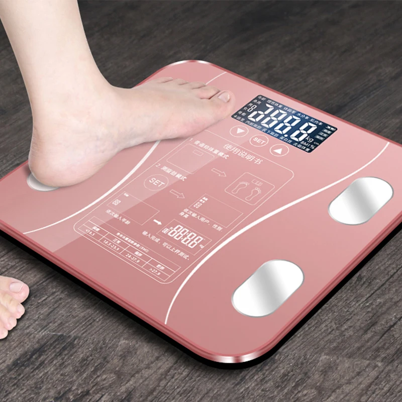 Phone App Connecting Digital Scale Body Weight Gradients Color Bathroom Scale Floor Scales Glass Weighing Scales USB Recharging