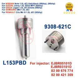 EJBR05101D EJBR03101D Injector Overhaul Repair Kits Nozzle L153PBD Valve 9308-621C for Delphi for RENAULT 8200676774 28239294