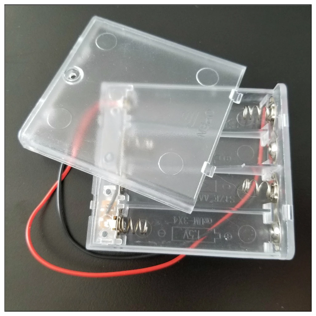 1pc J034 Plastic Toy 4 unit AA R6 Battery Box External Power Supply with Red and Black Line Switch DIY Parts Dropshipping