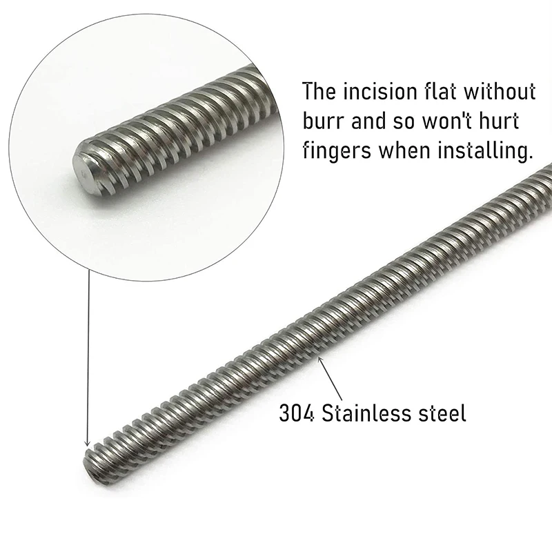 304 Stainless Steel Threaded Rod Lead Screw with T8 Brass Nut for 3D Printer Machine Z Axis Linear Guides Stepper Motor