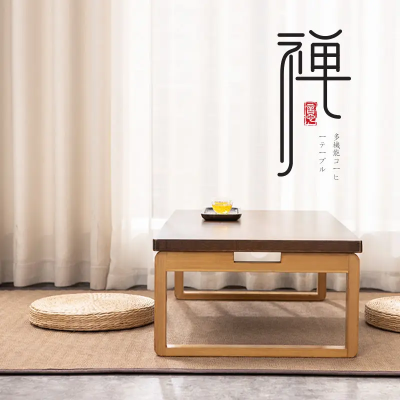 Modern minimalist Japanese-style balcony bay window coffee table tatami table home floor table folding solid wood Zen low table