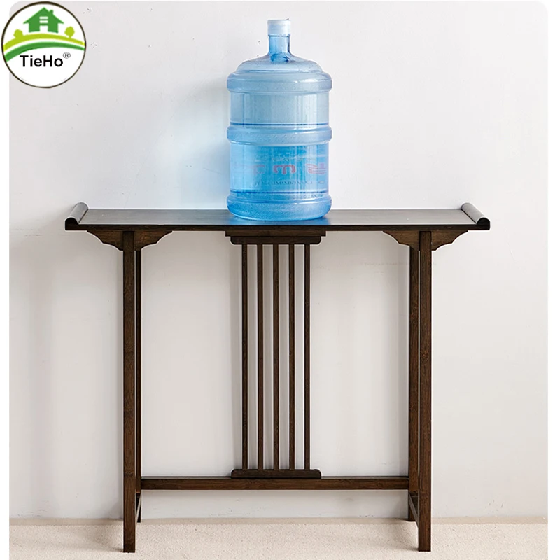 TieHo Bamboo Console Table for Living Room, Chinese Style Side Table, Porch Tables with Drawer, Modern Simple Rectangle Tables