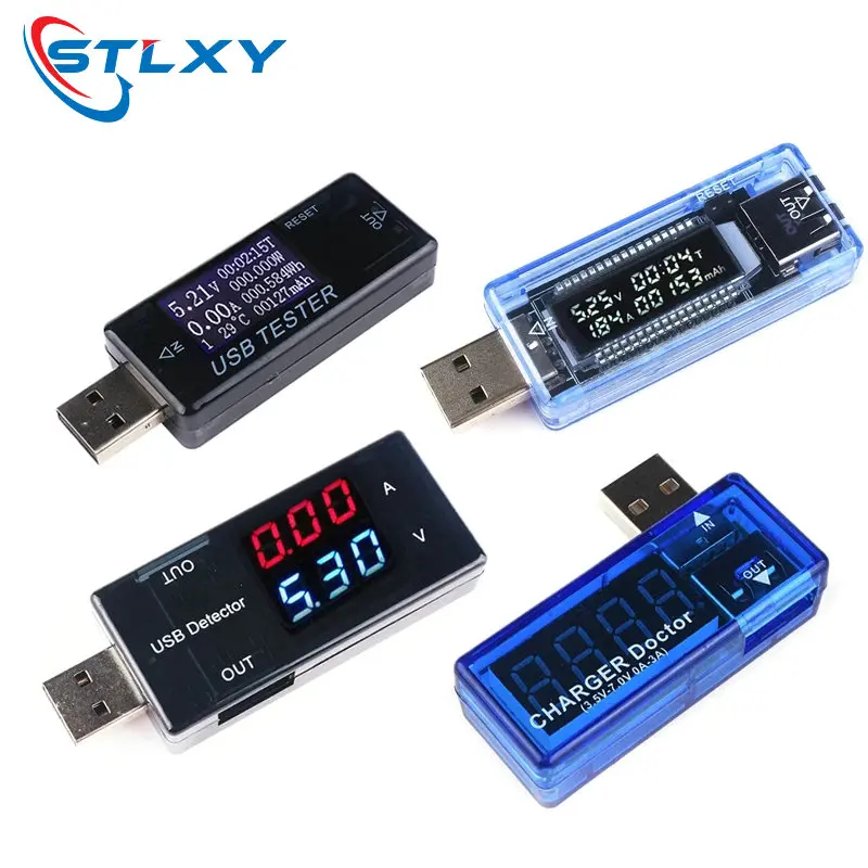 Voltímetro USB, Amperímetro, Testador de Corrente e Tensão, Display Digital LCD, Medidor de Capacidade de Bateria, Indicador de Carga USB