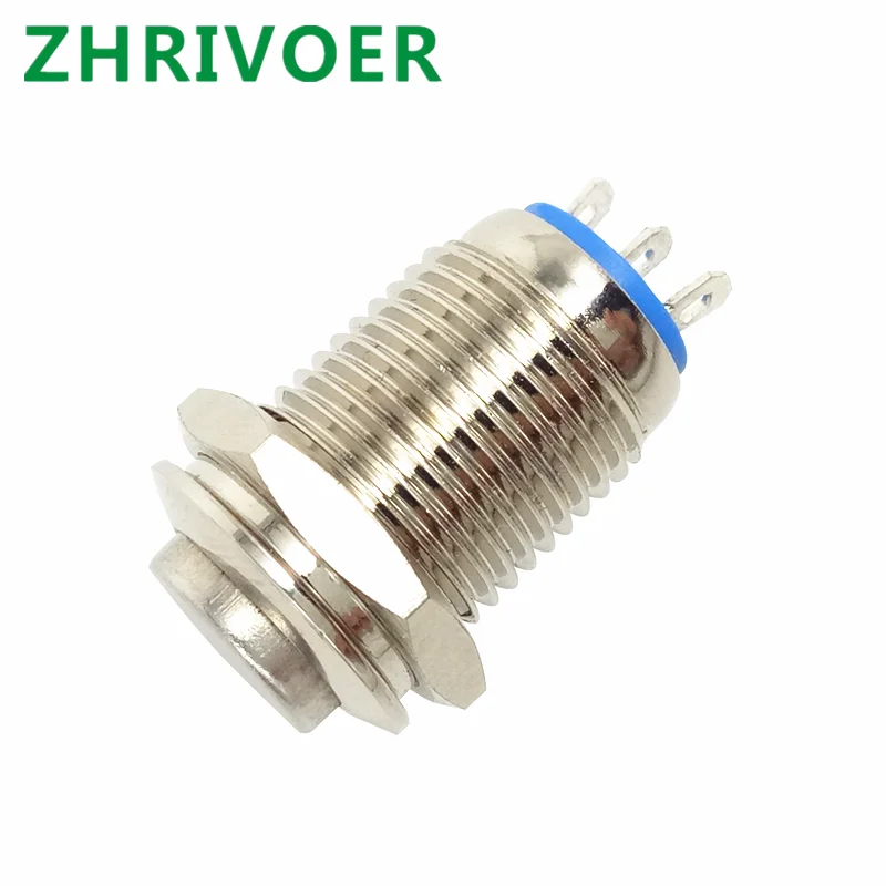 1 stücke 3pin 12mm Metall Push Button Switch Selbst-locking Verriegelnd/Momentary Reset Wasserdichte Hohe/Flache runde Nickel überzogene messing
