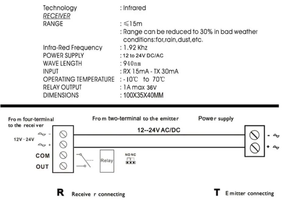 10m bis 15m Automatisierten Tor Sicher Infrarot Detektor Sensor/ Swing/Schiebe/Garage Tor/Tür sicherheit Infrarot Schranken – Detail 1