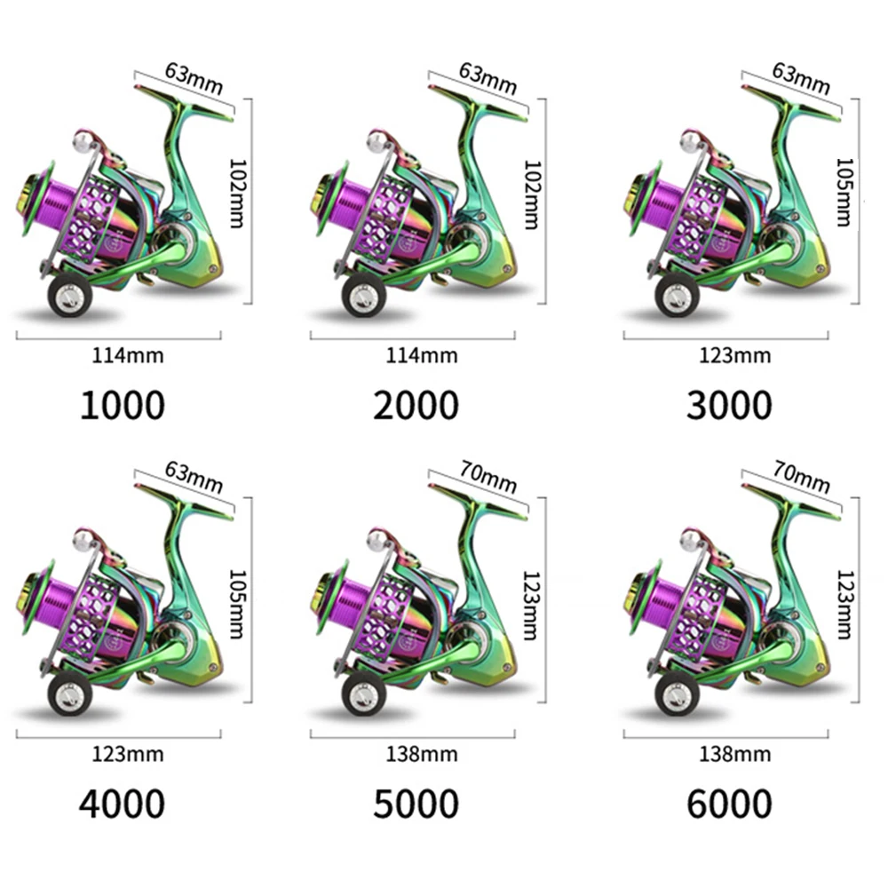 Peche Carrete Spinning 1000-6000 Metal 14BB Agua Salada - imagen 2