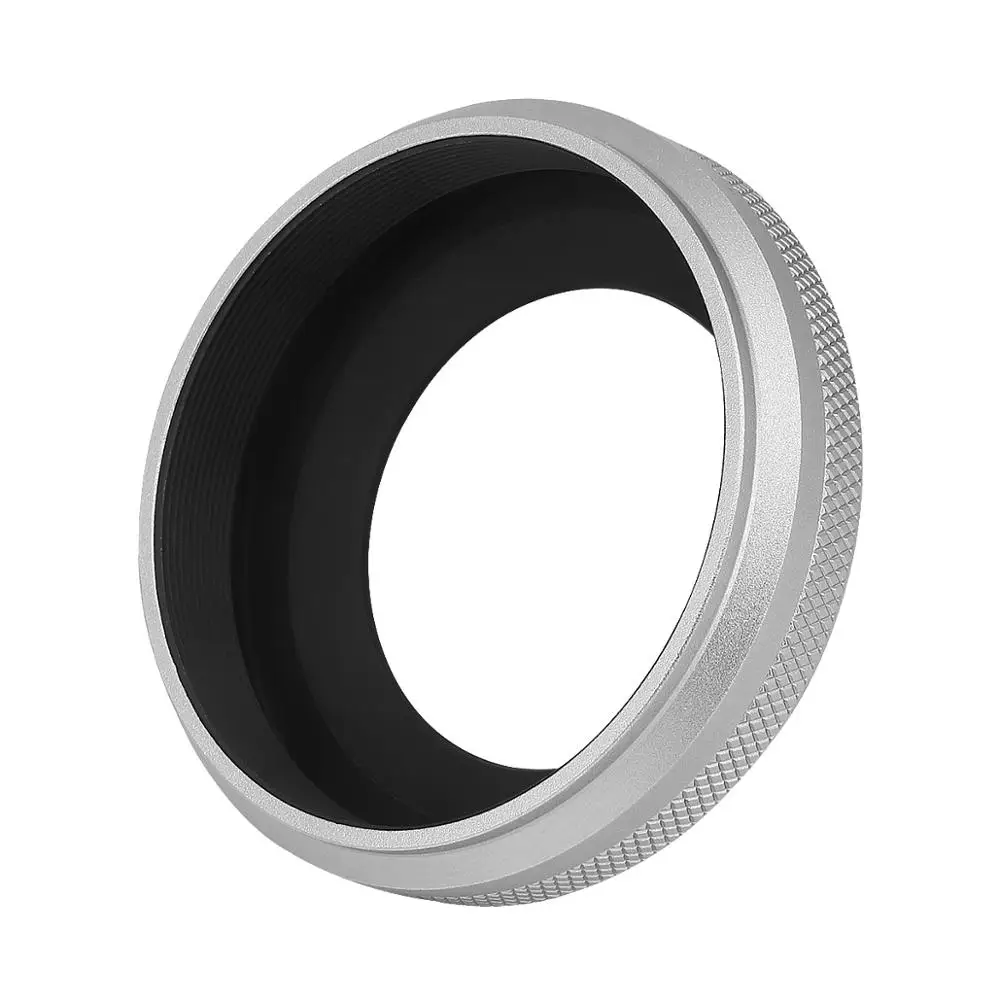 Haoge LH-X51W Paraluce ultrasottile interamente in metallo 2in1 con set di anelli adattatori per fotocamera Fuji Fujifilm FinePix X100V Argento