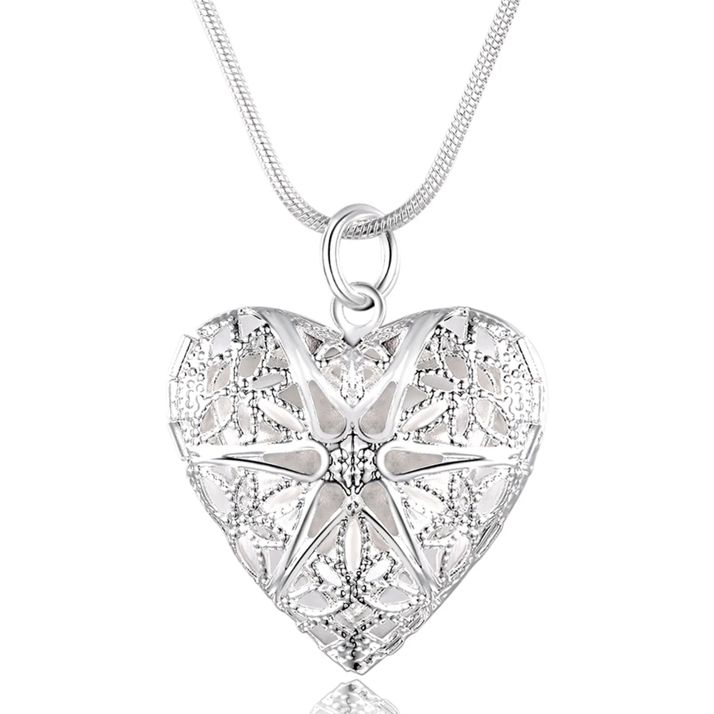 DOTEFFIL Halskette mit Fotorahmen-Anhänger aus 925er-Sterlingsilber, 18/20/22/24 Zoll, Schlangenkette für Damen, Charm, Hochzeit, Modeschmuck
