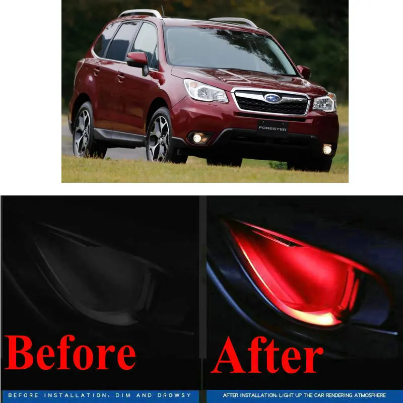 

4pc CF style stickers on cars interior inside door handle atmosphere lamp for Subaru forester xv BRZ IMPREZA JUSTY LEGACY