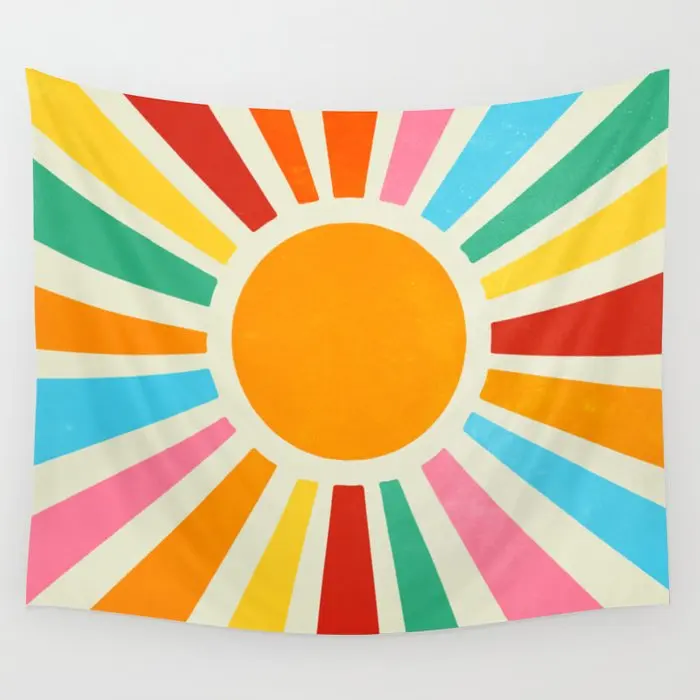 Retro Sunrise: Rainbow Edition Wall Tapestry Background Wall Covering Home Decoration Blanket Bedroom Wall Hanging Tapestries