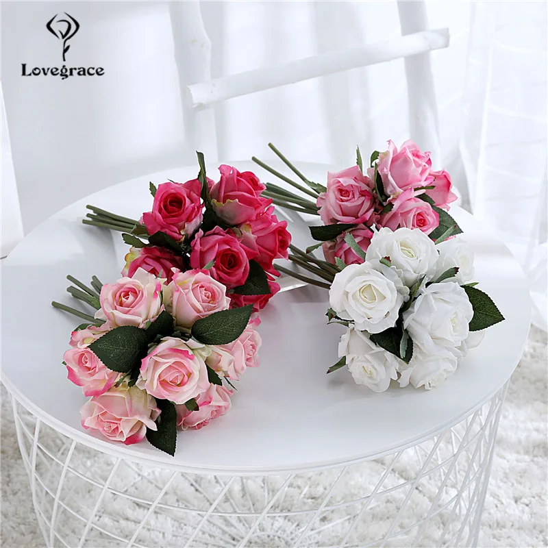 

7 Heads Artificial Silk Rose Wedding Flower Bouquet Imitation Roses Bundle for Home Table Vase DIY Decoration Silk Roses Flowers