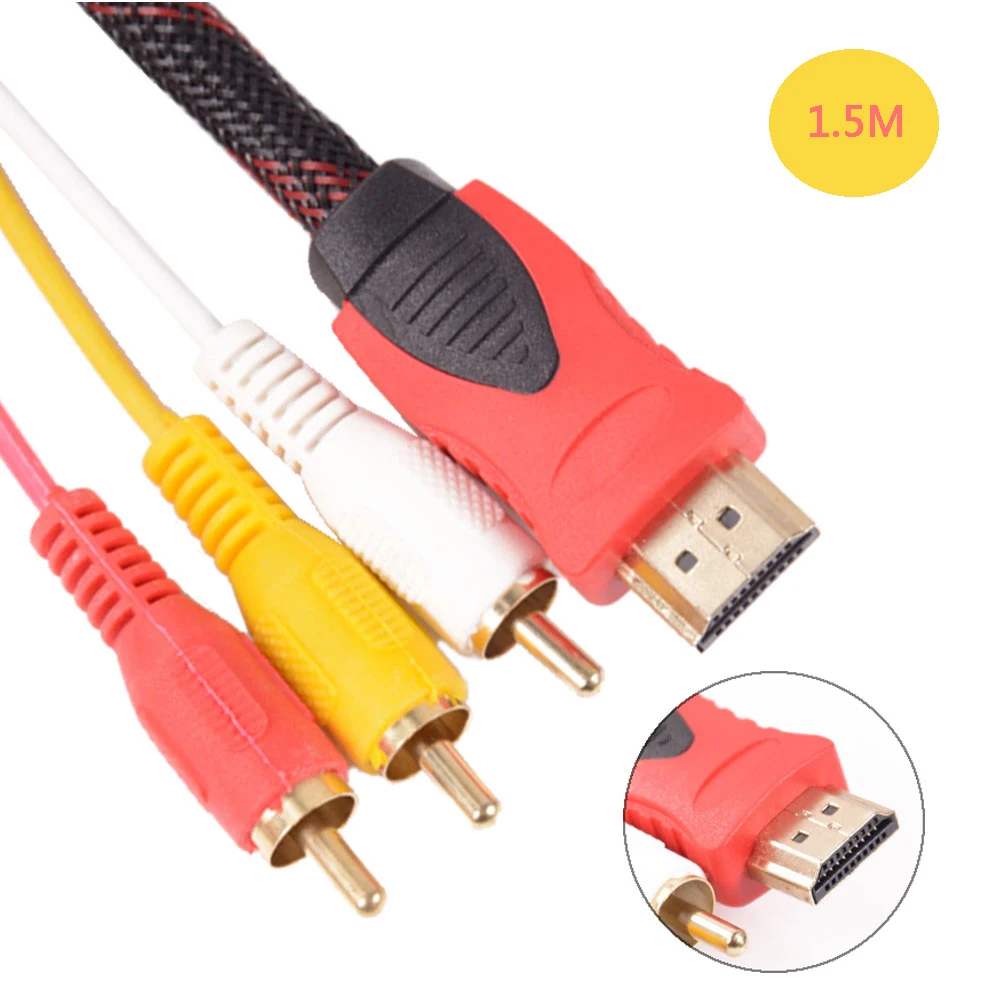 1.5 متر تحويل محول HDMI-متوافق مع كابل RCA ذكر إلى 3 RCA AV ذكر AV مركب ذكر M/M موصل كابل محول الحبل