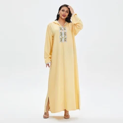 New Ramadan Eid Hooded Abaya Dubai Muslim Arabic Dress Women's Islam Clothing Robe Longue Jelaba Femme Musulman Kaftan F2840