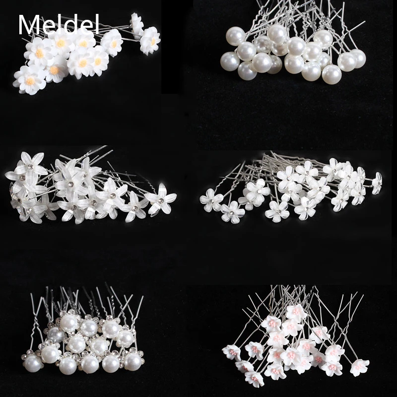 Medel jewelry flower hairpin wedding crystal flower hairpin U-shaped hairpin bridal headdress 20 pieces per package wholesale